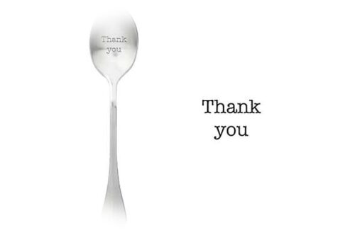 Theescheplepel / theelepel met tekst "Thank You "